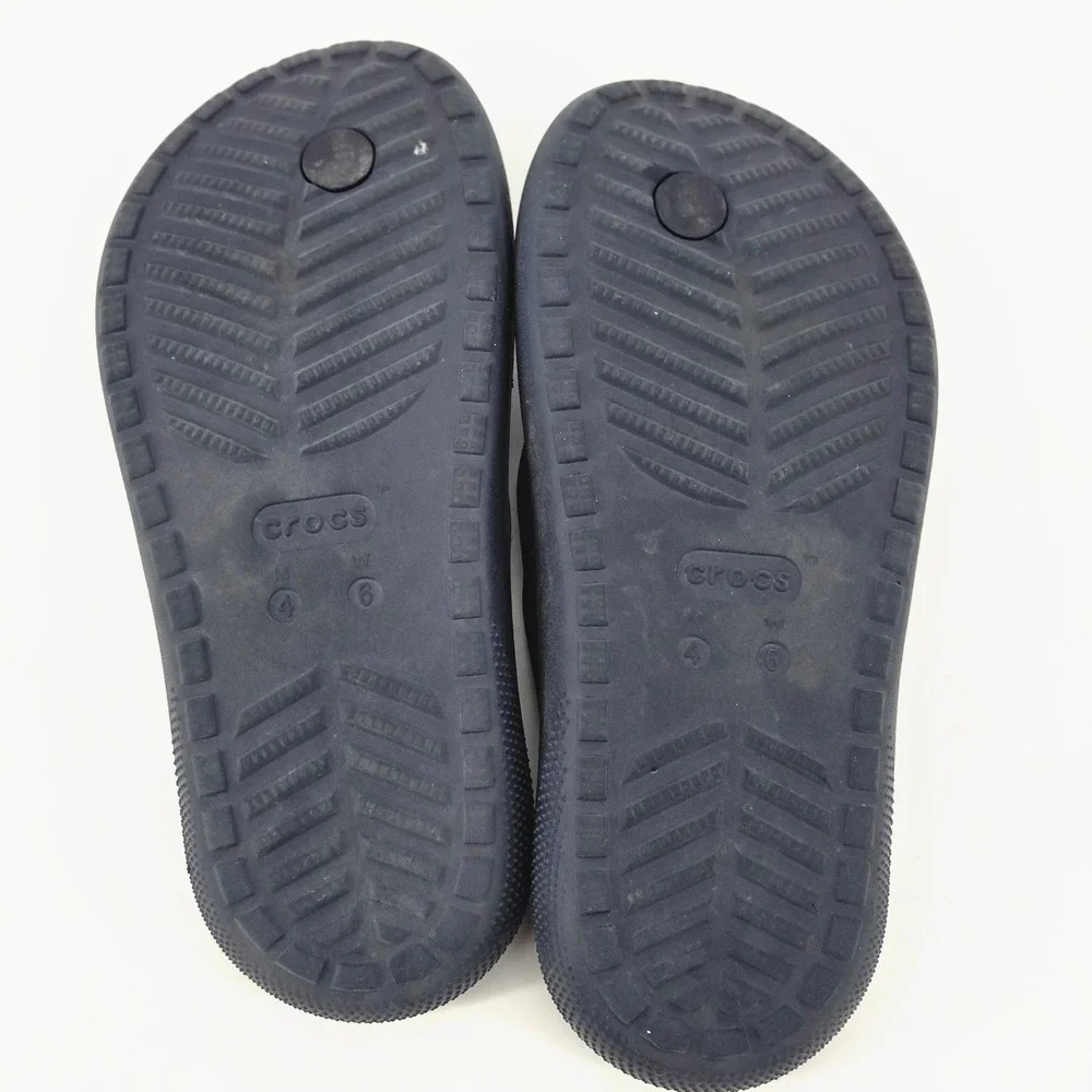 Crocs Kids Classic II Flip Flop Navy Blue Wide Toe Box Flat Thong Shoes Sz M4 W6